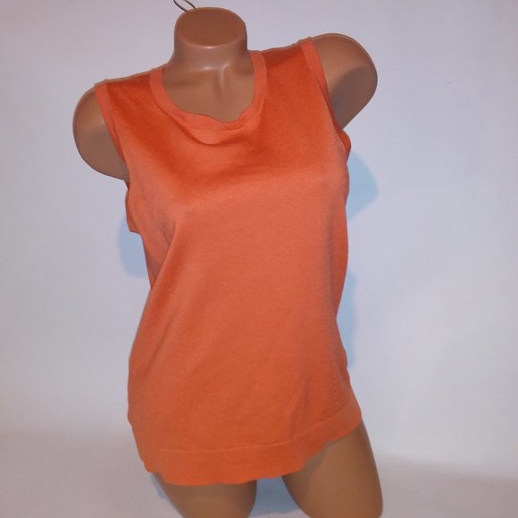 Pendleton Tank Top Sweater Vest Medium Solid Orange Sleeveless Silk Nylon Cotton - Picture 1 of 10